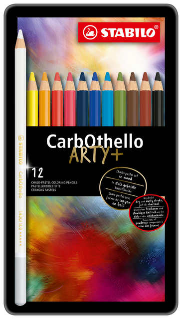 Kleurpotloden STABILO CarbOthello kalkpastel assorti blik à 12 stuks