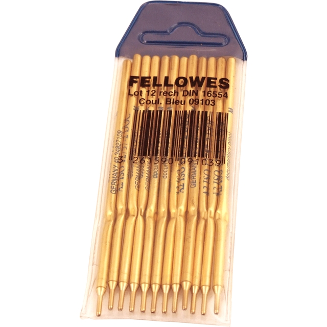 Balpenvulling Fellowes DIN voor baliepen medium blauw 12 stuks