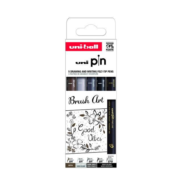 Fineliner Uni-Ball Brush Art assorti set 5 pièces