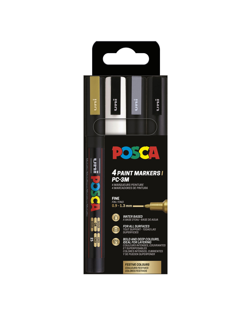 Marqueur peinture Posca PC3M Fin assorti set 4 pièces