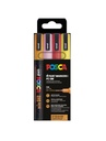 Paintmarker Uni POSCA PC3M fijn glitter warm assorti set à 4 stuks