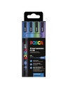 Marqueur peinture Posca PC3M Fin couleurs froides pailletées set 4 pièces
