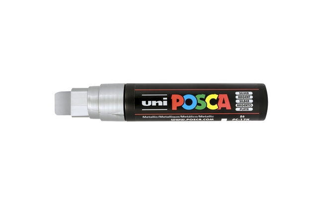 Paintmarker Uni POSCA PC17K extra breed rechthoek zilver