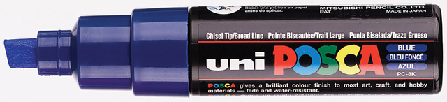 Verfstift Posca PC8K breed schuin donkerblauw