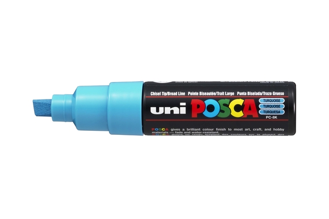 Verfstift Posca PC8K breed schuin fluor turquoise