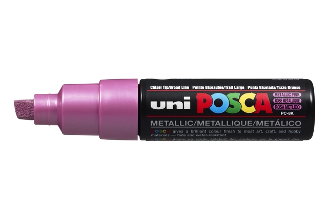 Verfstift Posca PC8K breed schuin metallic roze