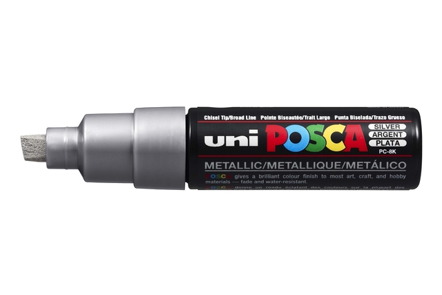 Verfstift Posca PC8K breed schuin zilver