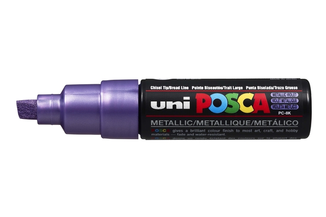 Verfstift Posca PC8K breed schuin metallic paars