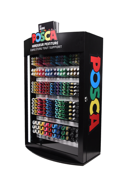 Vitrine marqueurs Posca avec 281 couleurs et largeurs assorti