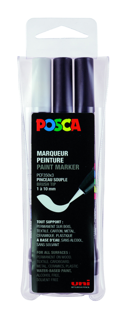 Brushverfstift Posca PCF350 1-10mm assorti set à 3 stuks