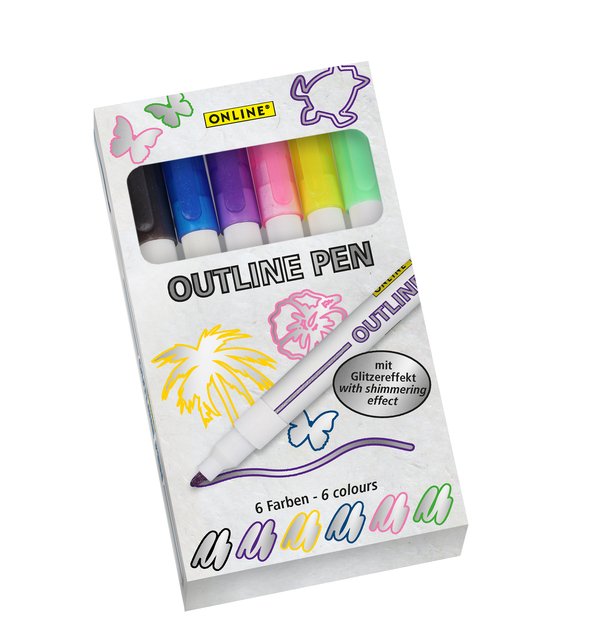 Feutre Online Outline assorti boîte 6 couleurs