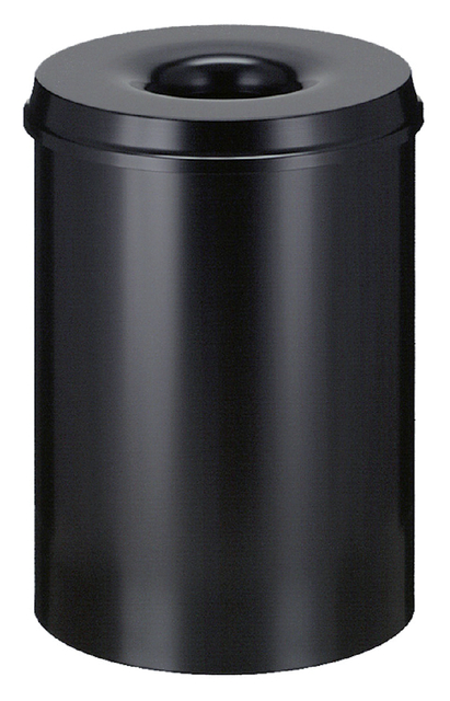 Papierbak met vlamdover Vepabins 30liter Ø33.5cm zwart