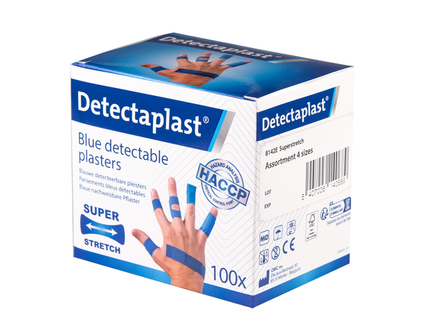 Elastische blauwe textielpleister Detectaplast assorti 100 stuks