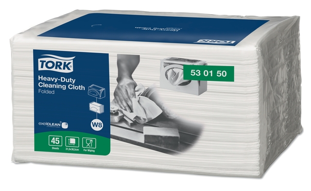 Chiffon de nettoyage Tork Heavy-Duty 530150 W8 45 pièces blanc