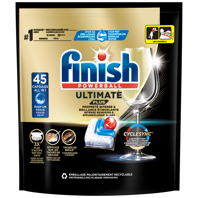 Tablette lave-vaisselle Finish Ultimate Plus 45 pièces Pack géant