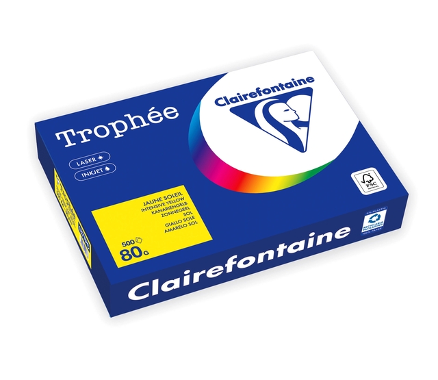 Papier copieur Trophée A4 80g jaune soleil 500 feuilles