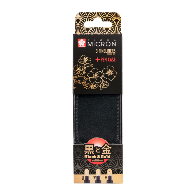 Fineliner Sakura Pigma Micron Edition Black & Gold set 3 largeurs + étui gratuit