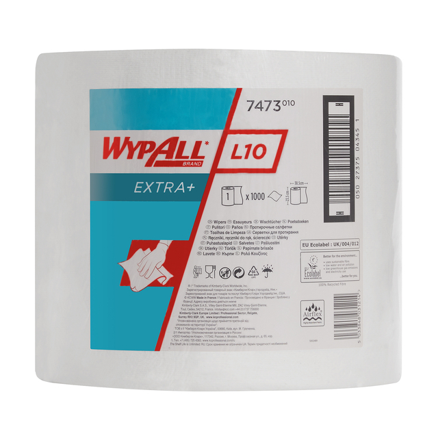 Chiffon d'essuyage WypAll L10 Extra 7473 1 épaisseur 235mmx380m blanc