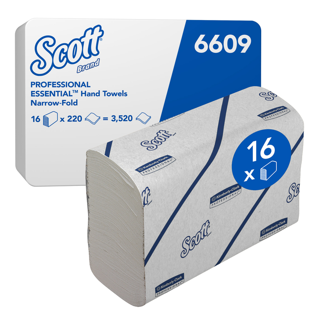 Essuie-mains Scott 6609 2 épaisseurs pli-i 212x186mm blanc 16x 220 feuilles