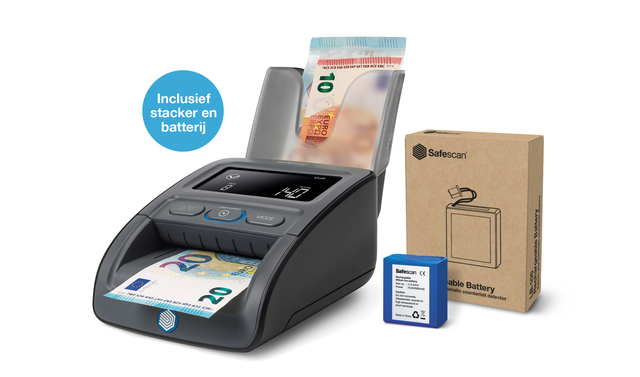 Détecteur faux billets Safescan 155-S G2 kit complet avec batterie rechargeable + empileur billets