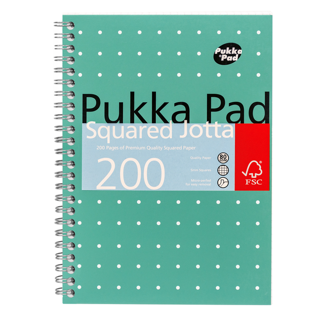 Bloc-notes Pukka Pad Jotta A5 carreau 5x5mm 200 pages 80g vert