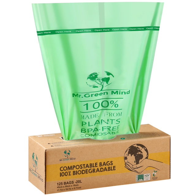 Afvalzak bio Mr.Green Mind 45x50cm 20 liter dispenser 125 stuks