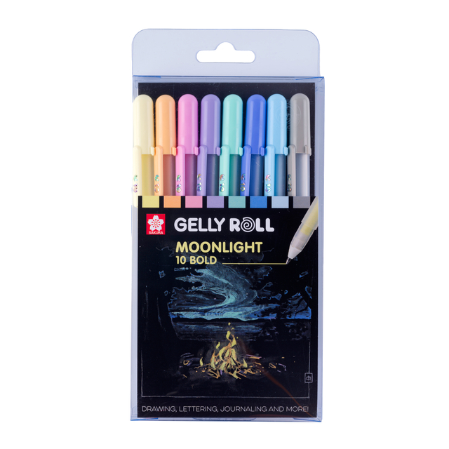 Stylo gel Sakura Gelly Roll Moonlight 10 Pastel set 8 couleurs