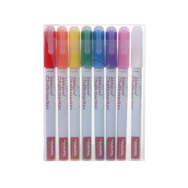 Krijtstift Europel watervast 1-3mm assorti etui 8 stuks