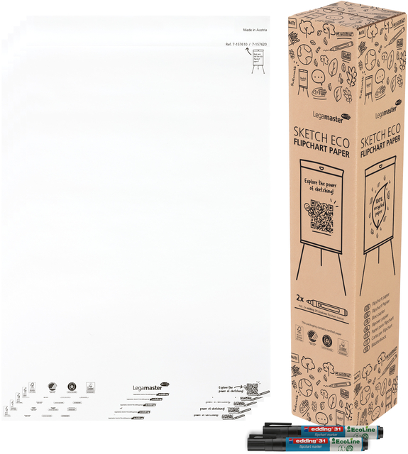 Bloc papier chevalet Legamaster SKETCH ECO uni 5x 20 feuilles