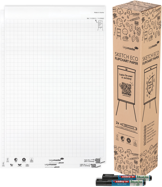 Flipoverpapier Legamaster SKETCH ECO raster 2x 50 vellen