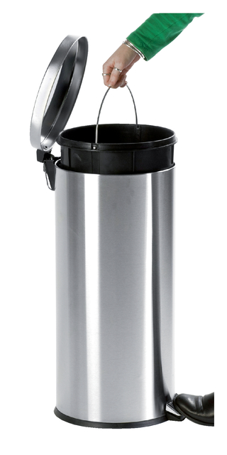 Poubelle à pédale V-part 30L inox mat