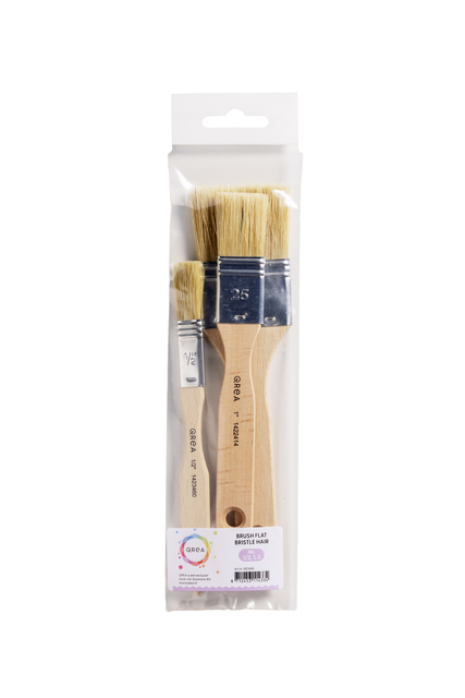 Brosse plate Qrea soie de porc set 3 largeurs