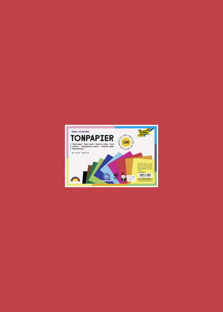 Papier à dessin Folia 50x70cm 130g 10 couleurs paquet 100 feuilles