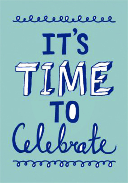 Carte invitaition Time To Celebrate 5 pièces bleu