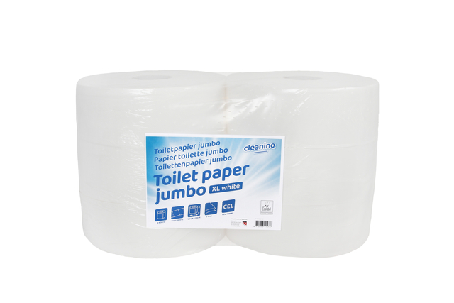 Papier toilette Cleaninq T1 Jumbo 2 épaisseurs 6x 350m blanc