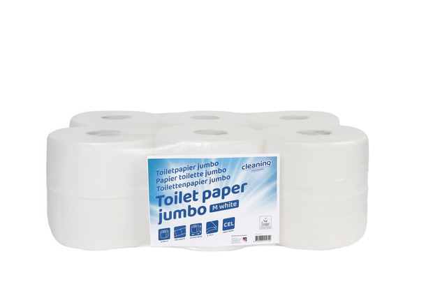 Toiletpapier Cleaninq T2 jumbo klein 2-laags 12x150m wit