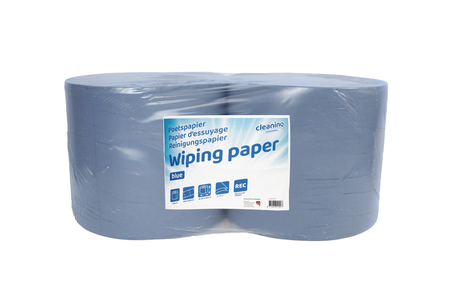 Papier d'essuyage industriel Cleaninq 2 épaisseurs 26cmx380m bleu
