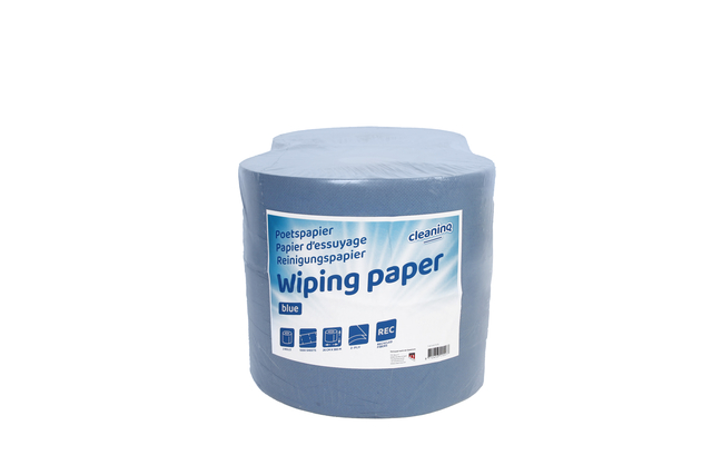 Poetspapier Cleaninq industrie 2-laags 26cmx380m blauw