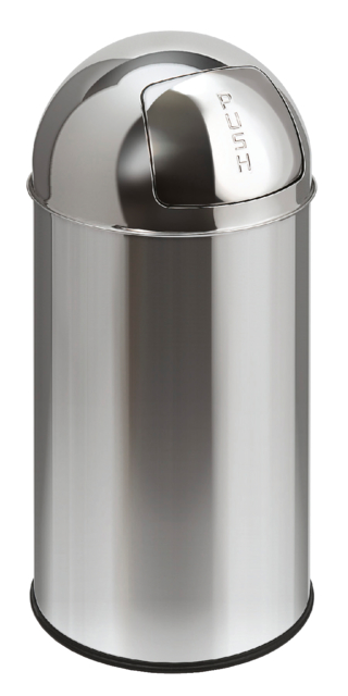 Poubelle Pushcan avec clapet push 40L argent