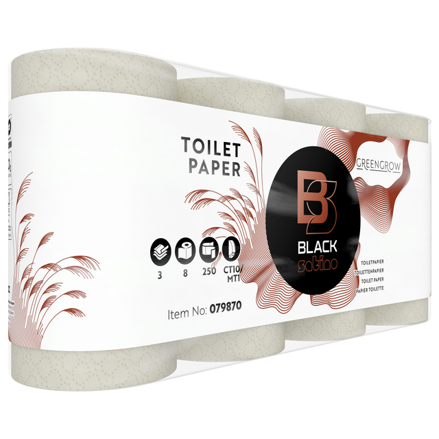 Papier toilette BlackSatino GreenGrow CT10 079870 3 épaisseurs 250 feuilles naturel