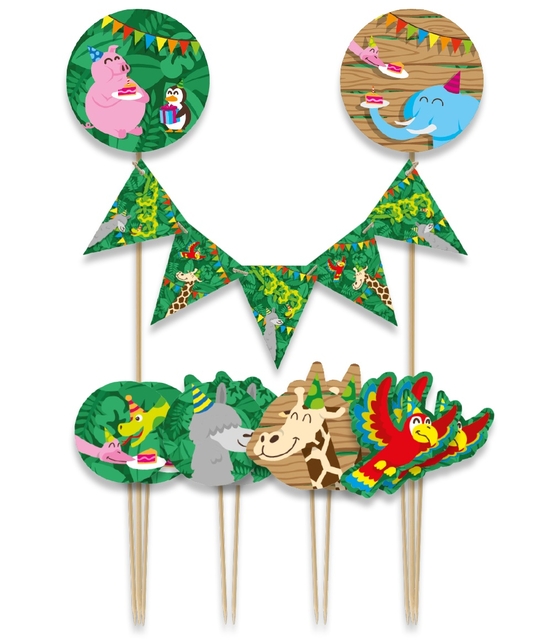 Cake decoratie Jungle 9 stuks