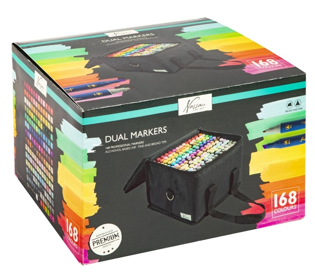 Marqueur à alcool Nassau Arts pointe duo set 168 couleurs