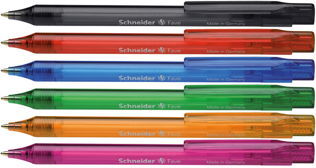 Balpen Schneider Fave medium assorti kleuren schrijfkleur blauw