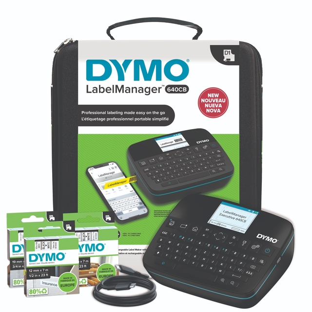 Labelprinter Dymo LabelManager Executive 640CB draagbaar qwerty 24mm zwart in koffer