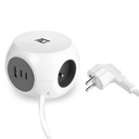 Cube multiprise ACT 3 prises inclus 2x USB C/A 1,5m blanc/gris FR/BE