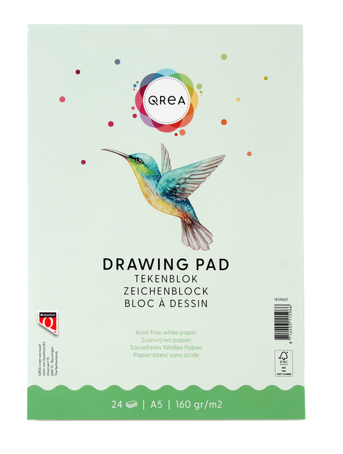 Bloc à dessin Qrea A5 24 feuilles 160g collé