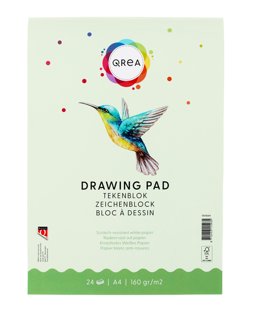 .Bloc à dessin Qrea A4 24 feuilles 160g collé