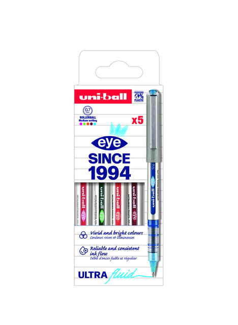 Rollerpen Uni-ball Eye UB157 medium assorti 5 stuks