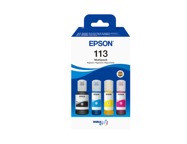 Recharge encre Epson 113 EcoTank noir + 3 couleurs