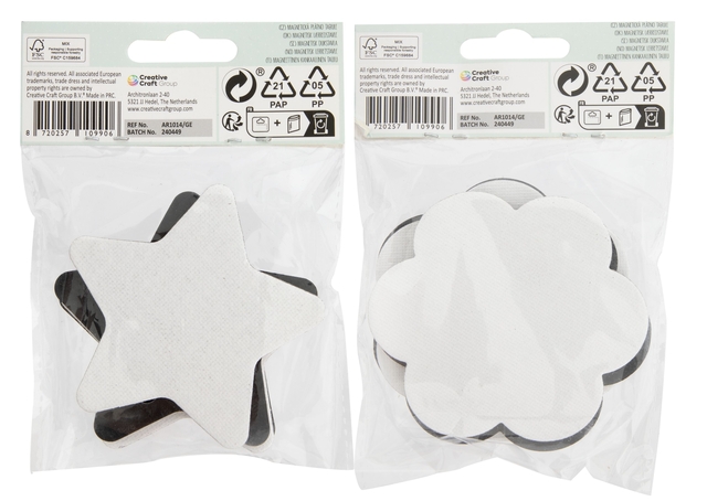 Canvas Nassau Fine Art étoile et fleur 13cm magnétique 4 pièces